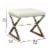Benjara 20  Contemporary Leather Upholstery Stool with Metal Base in White Perspective: back