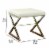 Benjara 20  Contemporary Leather Upholstery Stool with Metal Base in White Perspective: back