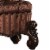 Tufted Fabric Upholstered Wooden Vanity Stool With Scrolled Legs, Cherry Oak Brown Perspective: back