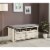 Spacious Wooden Shoe Bench with Linen Upholstered Cushioned Seat, White and Gray Perspective: back