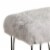 Benjara 18.5  Transitional Faux Fur and Metal Stool in Gray and Black Perspective: back
