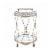 Serving Cart with 2 Glass Shelves and Caster Support, Gold and Clear- Saltoro Sherpi Perspective: back