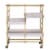Metal Frame Serving Cart with Adjustable Compartments,Gold and Washed White- Saltoro Sherpi Perspective: back