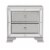 2 Drawer Wooden Nightstand with Mirror Trim and Ring Pulls, Silver Perspective: back