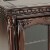 TV Stand with 4 Glass Doors and Turnip Feet, Brown Perspective: back