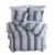 3 Piece King Comforter Set with Broad Stripes, Gray- Saltoro Sherpi Perspective: back