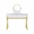 Vanity Desk with Removable Mirror and Cross Metal Legs, White and Gold- Saltoro Sherpi Perspective: back