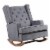 Rocking Chair with Button Tufted Wingback and Track Arms, Gray- Saltoro Sherpi Perspective: back