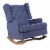 Rocking Chair with Button Tufted Wingback and Track Arms, Navy Blue- Saltoro Sherpi Perspective: back
