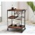 30 Inch Handcrafted Mango Wood Bar Serving Cart with Caster Wheels, 6 Bottle Holders, Tray Perspective: back