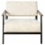 31 Inch Upholstered Accent Chair, Oak Wood Arms, Metal, Beige, Black Perspective: back