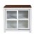 Dan 37 Inch Accent Storage Cabinet, Window Pane Sliding Door, Brown, White- Saltoro Sherpi Perspective: back