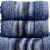 Indy Modern 6 Piece Cotton Towel Set, Softly Textured Design, Deep Blue- Saltoro Sherpi Perspective: back