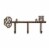 Decorative Skeleton Key Design Hooks-3-Pronged Cast Iron Shabby Chic Rustic Wall Mount Hooks Perspective: back