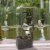 Big Outdoor Water Fountain 34 Inch Metal Concrete Backyard Oasis Zen Waterfall Perspective: back