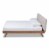 Baxton Studio Brita Upholstered Platform Queen Bed in Light Beige and Walnut Perspective: back