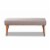 Odessa Mid-Century Modern Grey Fabric Upholstered and Walnut Brown Finished Wood Dining Bench Perspective: back
