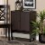 Dark Brown Finished Wood 2-Door Entryway Shoe Storage Cabinet With Bottom Shelf Perspective: back