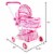 Pretend Play Toy Pram for Baby Dolls- Foldable, Pink Carriage with Diaper Bag Stroller Perspective: back