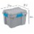 Sterilite 20 Gallon Plastic Home Storage Container Tote Box, Gray/Blue, (4 Pack) Perspective: back