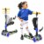 Hurtle ScootKid 3 Wheel Child Ride On Scooter with LED Wheels, Graffiti (2 Pack) Perspective: back