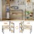 Bestier Computer Office Desk Workstation with Side Storage Shelves & Hook, Oak Perspective: back