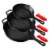 NutriChef Non Stick Cast Iron Skillet 3 Piece Set w/ 18 Inch Stovetop Grill Pan Perspective: back
