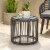 Noble House Pabrico Outdoor Tempered Glass Top Wicker Side Table in Gray Perspective: back