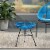 Noble House Nusa Outdoor Tempered Glass Top Faux Rattan Side Table in Blue Perspective: back