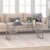 Pemberly Row Metal Satin Nickel and Gray Coffee Table with Glass Top Perspective: back