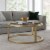 Pemberly Row Metal Round Pedastal Base Coffee Table in Gold and Brass Finish Perspective: back
