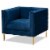 Bowery Hill Navy Blue Velvet Gold Finished Armchair Perspective: back