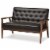 Home Square 2 Piece Faux Leather Sofa Set with Tufted Sofa and Loveseat in Brown Perspective: back