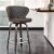Home Square 3 Piece 30  Metal Base Swivel Faux Leather Barstool Set in Brown Perspective: back