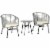3-Piece Rattan Bistro Outdoor Table & Chairs Furniture Patio Set, Garden, White Perspective: back