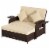 2 PCS Patio Wicker Loveseat Sofa Set Daybed Furniture w/ Storage Ottoman Perspective: back
