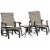 2-Person Gliding Rocking Chairs & Bistro Tea Table Garden Swing Seat Patio Grey Perspective: back