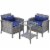 3pc Patio Bistro Set Rattan Wicker Furniture, 2 Armchairs, Table, Shelf, Blue Perspective: back