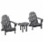 3pc Outdoor Folding Patio Furniture Set, 2 Adirondack Chairs, Table, Dark Grey Perspective: back