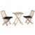 3pc Patio Bistro Set, Folding Garden Furniture, Chairs, Table, Padded Cushions Perspective: back