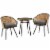 3pcs Patio Bistro Set Rattan Wicker Furniture, 2 Chairs, Coffee Table, Dark Grey Perspective: back
