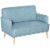 Loveseat Sofa Modern Love Seat Linen Fabric Couch for Small Spaces, Blue Perspective: back