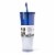 Manna™ Axel™ Plastic Tumbler & Straw Set - Blue Perspective: back
