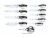 18-Piece Black Stainless Steel Professional Cutlery Kitchen Knife Set Perspective: back