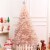 Costway 7ft Pink Artificial Christmas Tree Hinged Full Fir Tree Metal Stand Perspective: back
