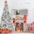Costway 8ft Snow Flocked Hinged Christmas Tree w/ Berries & Poinsettia Flowers Perspective: back