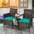 Slickblue - Patio Rattan Wicker Conversation Set Sofa Cushioned Loveseat Glass Table Perspective: back