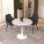 Leisuremod Bristol 31 Round Dining Table White Base with White Marbled Wood Top Perspective: back