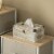 Grey Wood Facial Tissue Box Holder for Your Bathroom, Office, or Vanity with Decorative Metal Perspective: back