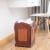 Rustic Cherry Wooden Decorative Trash Bin with Handles Perspective: back